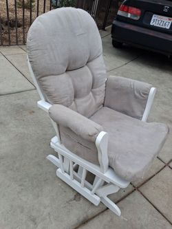 White Wood Glider Rocking Chair with Cushions