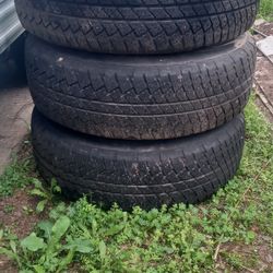 3 Jeep 5 Lug Aluminum Rim And Tires Lots Of Tread On Tires Like Brand New 