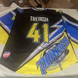 Mike Trebish Game Used jersey Wichita Thunder 2014 Authentic Echl Auto Pro 