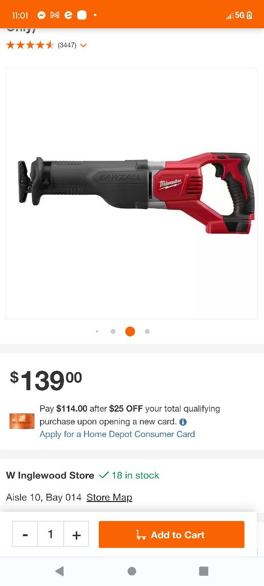 Cordless Milwaukee Sawzall