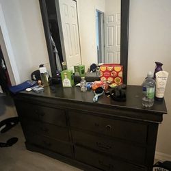 Wooden Dresser With Mirror