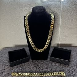 18K GOLD PLATED CUBAN SET 