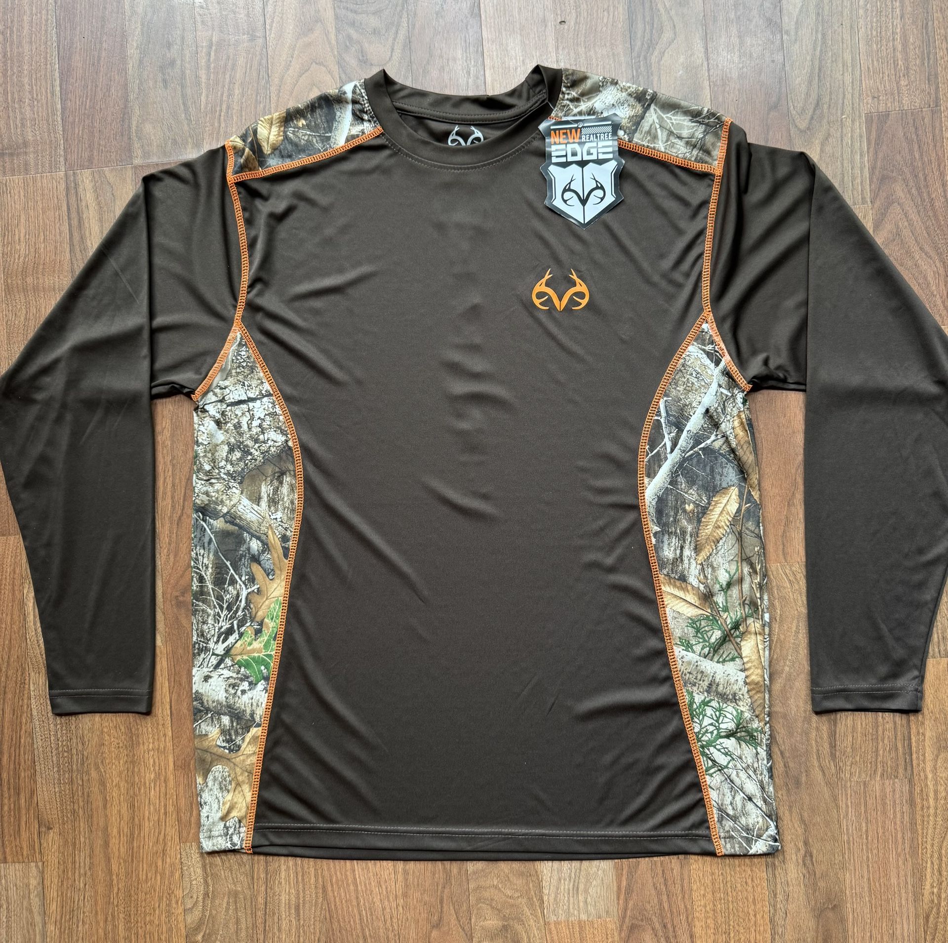 Realtree Edge Buckhorn River Brown Camo Performance Shirt Mens LRG Long Sleeve