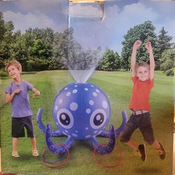 Kids Blue & White Octopus Water Sprinkler Toy for Ages 3+