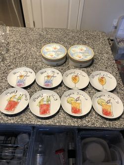 NEW Set of 8 White porcelain cocktail plates