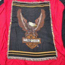 Vintage Harley Davidson Blanket Towel Drape Motorcycle 