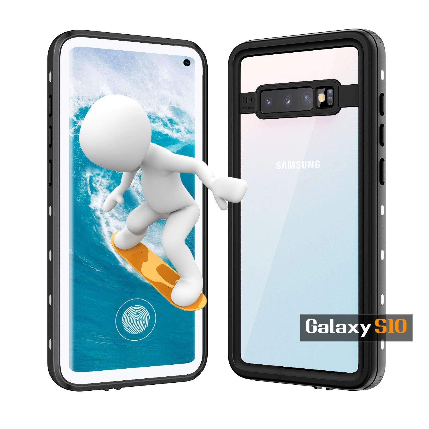 Samsung Galaxy S10 Waterproof Case, Galaxy S10 Case with Built-in Screen Protector,Full Body,Shockproof Dustproof Rugged Protective Clear Cover,Compa