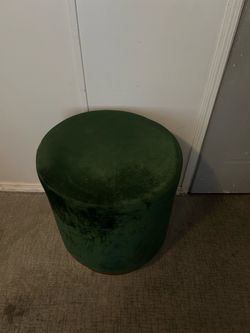 Green Velvet Round Ottoman Pouf