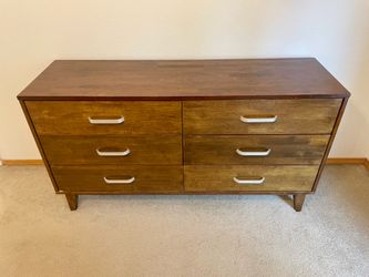 Mid-century modern 6-drawer dresser dark walnut