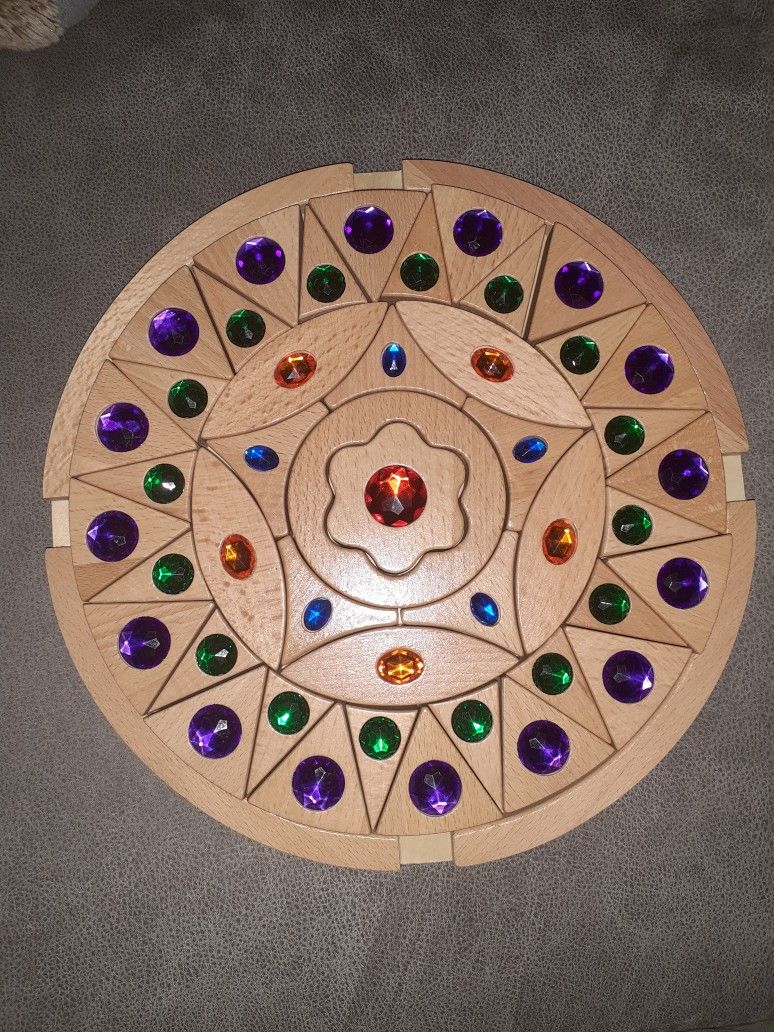 Waldof/Montessori Wooden Mandala Gem Puzzle