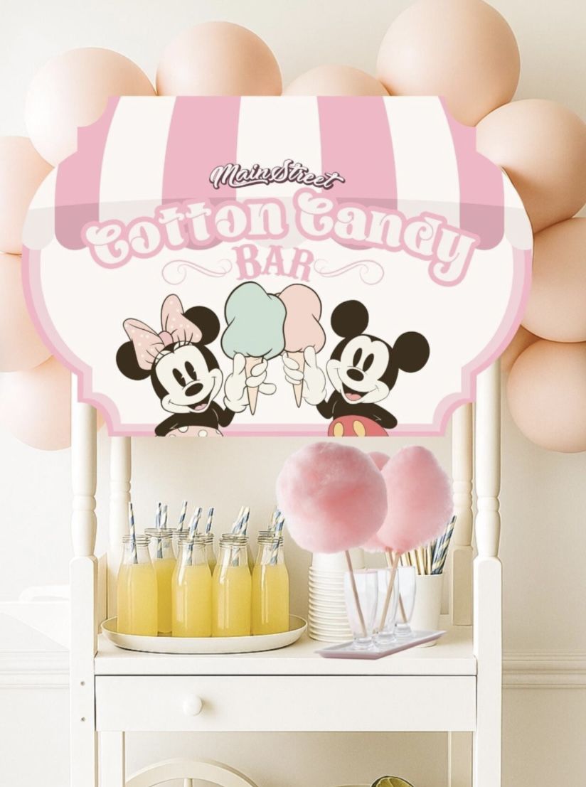 Custom Minnie Mouse Mickey Mouse Cotton Candy Sign Bar Cotton Candy Bar Disney Decorations Party Decorations Minnie Mouse Party Decorations 