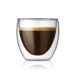 (1) Small Bodum Pavina #9 Espresso Cup 2.7oz. 2 1/4” tall. x 2 1/4” wide. Doubled walled. keeps hot drinks hot and cold drinks cold for a longer perio