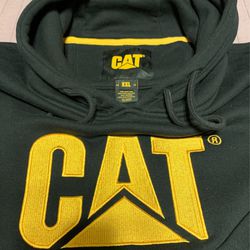 CAT Black And Yellow Iconic Logo Hoodie Size XXL