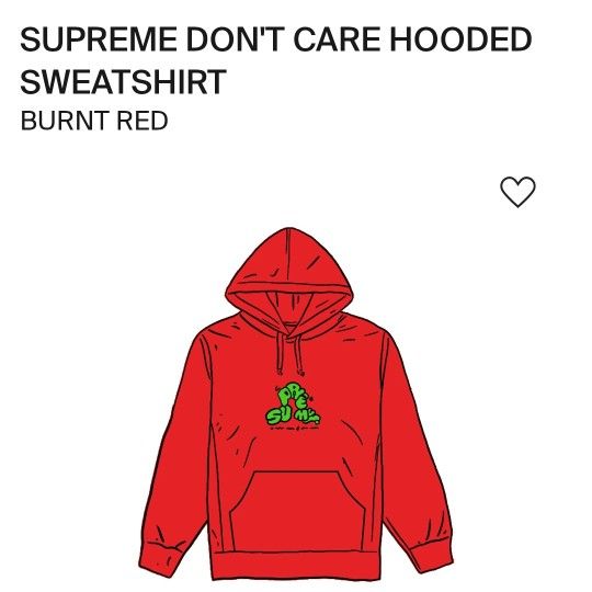 Supreme I Don't Care Hooded Sweatshirt Red Size Medium 