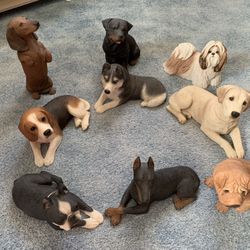 Sandicast Set Of Dog Statues 9 Breeds