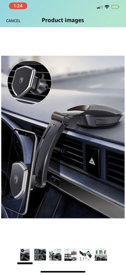 Magnetic Phone Car Mount - Universal Dashboard Car Phone Holder with Strong Suction Cup and Comes with Air Vent Holder Compatible with Apple iPhone 1