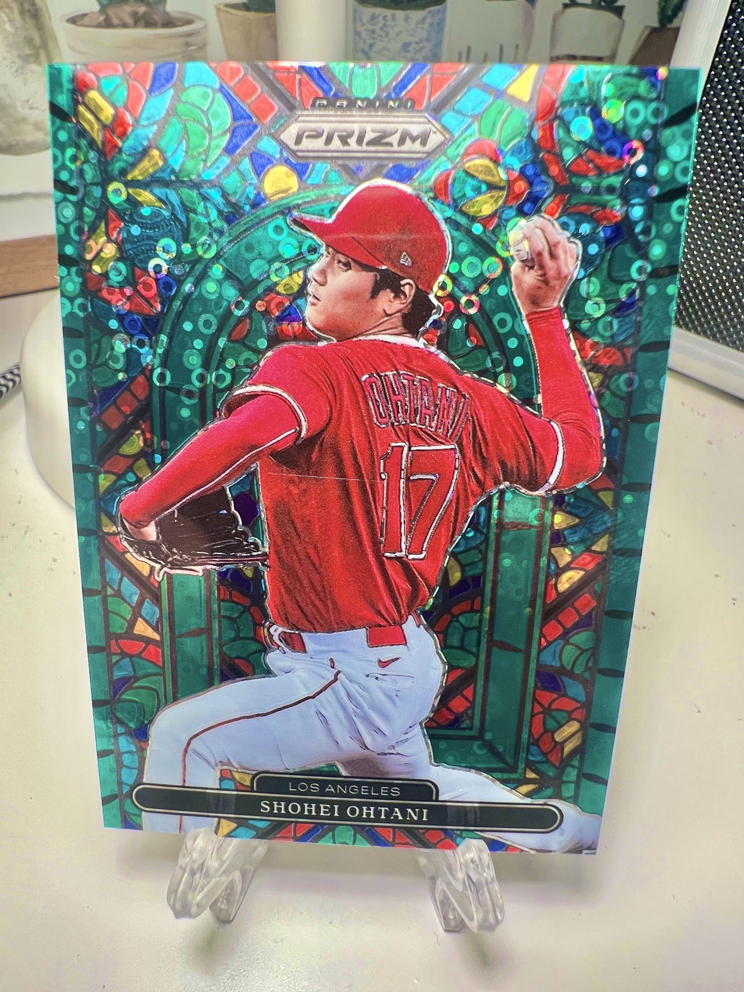 Shohei Ohtani Dodgers Stained Glass Green Donut Circles