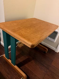 Wooden kids desk on wheels