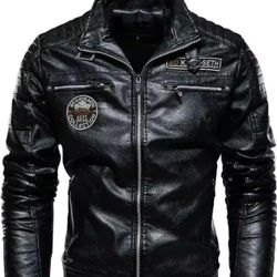 xl size black Custom Motorcycle Jackets Winter Jacket Mens Casual Leather Jacket Men PU Leather Biker Jacket Vintage Classic Coats