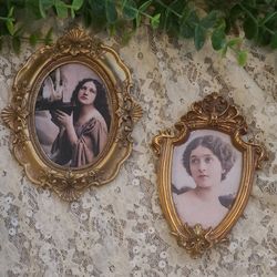 Victorian Lady Portraits In Mini Baroque Frames