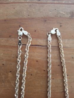 10K Gold Rope Chain Necklaces – Set of 2