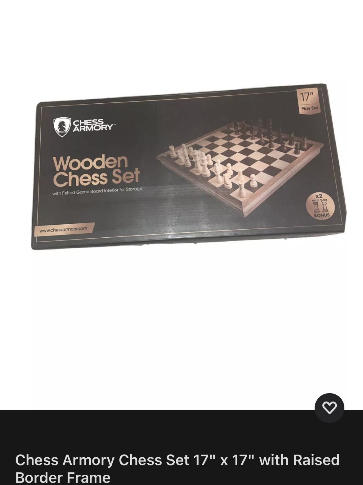Chess Armory Chess Set 17" x 17" with Raised Border Frame