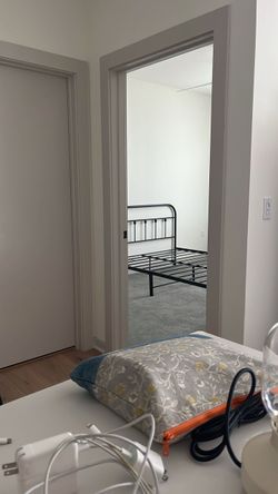 queen bed frame and bed