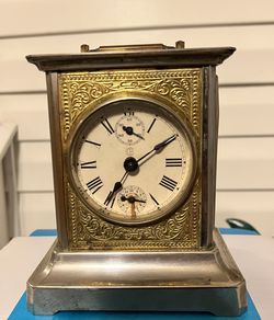 Antique  Mauthe German Victorian Carriage Clock /Swiss Musical Alarm Clock