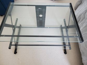 Great Clear Glass TV Stand Table -Small Footprint, Minimalist Look