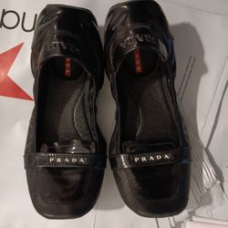 PRADA BLACK Flats Patent Leather Size 6