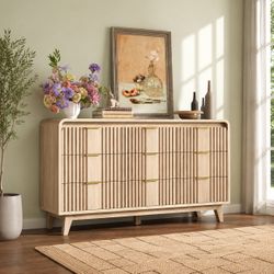 9Drawer Wood Dresser with Gold Handles