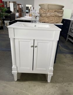 Assembled New Solid Wood Frame 24" Bathroom Vanity with Sink, Powder Room Small Bathroom Vanity