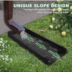 24" Heavy-Duty Downspout Extensions & Splash Block Kit - Gutter Drainage System with Fixing Nails,Splash Guard for Rainwater Diversion & Foundation