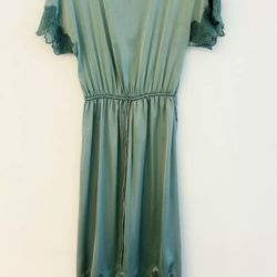 ZARA Women's Green Satin Tunic Dress Size XS