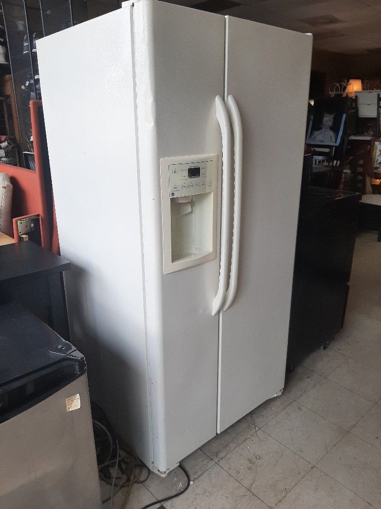 Off White Side By Side refrigerator