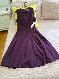 Calvin Klein eggplant purple Midi dress, V-neck, sleeveless, size 8. New with tags..