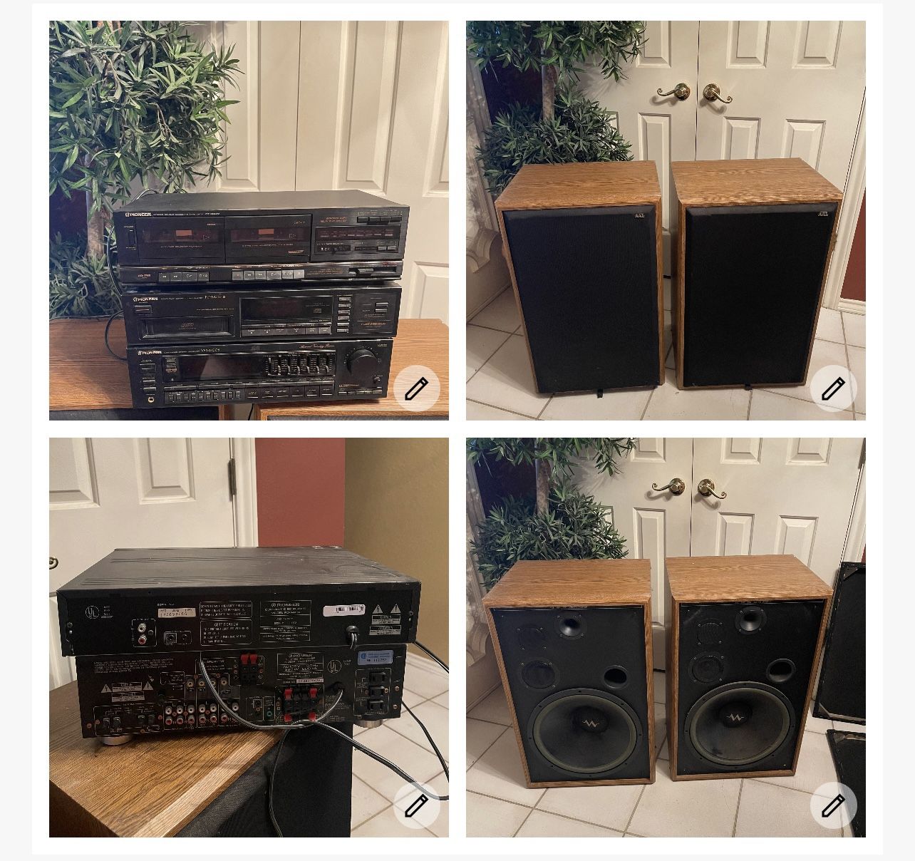 Vintage Pioneer Stereo And AAL Home Speaker System