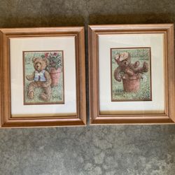 Two 12 x 15 Bow Tie and  Bow Hat Bear pictures.
