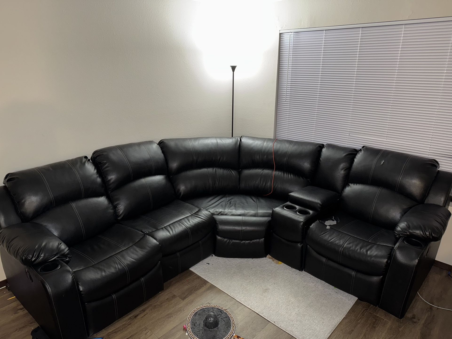 Black Leather Sectional