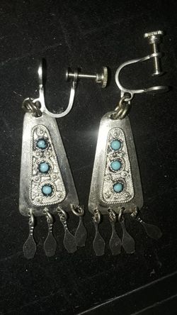 Rare Antique Genuine Sterling Silver Israel Earrings