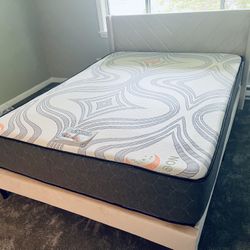 Set Queen Size Bed Frame+Mattress 12”thick Comfort & Quality Brand New We Deliver All  Cities