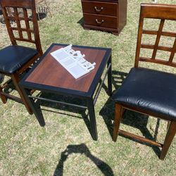 Tall Chairs and Side Table 