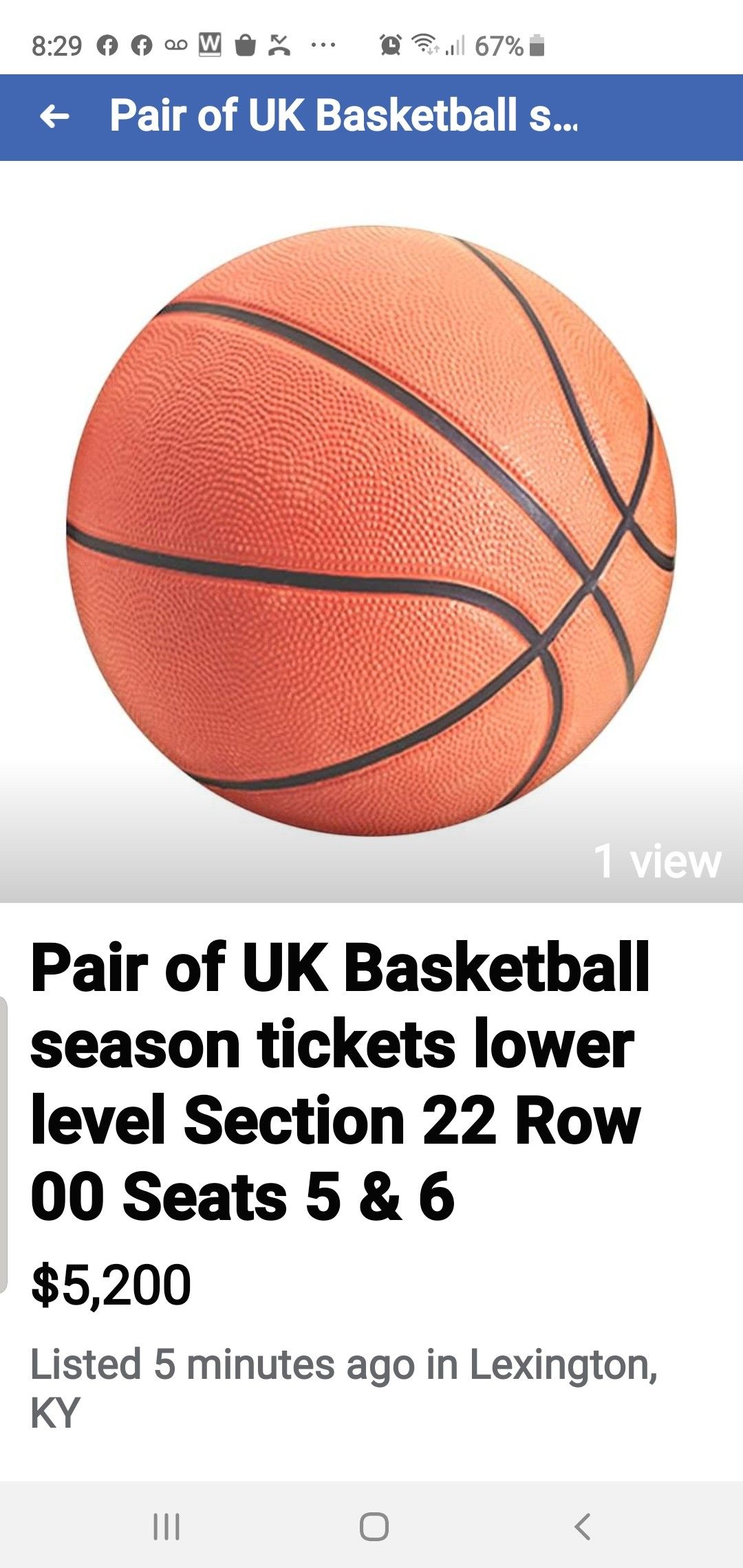 UK season 2019-20 section 22 row 00 seats 5 & 6