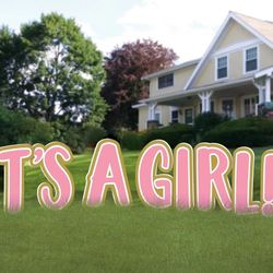 11 Pack Pink 'It's A Girl' Yard Sign with Stakes - Large, Waterproof, UV-Safe Inks - Baby Shower, Gender Reveal, Welcome Home Decorations