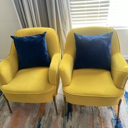 Etta Avenue “Cleo” 26” Wide Velvet Accent Chair – Mustard/Gold