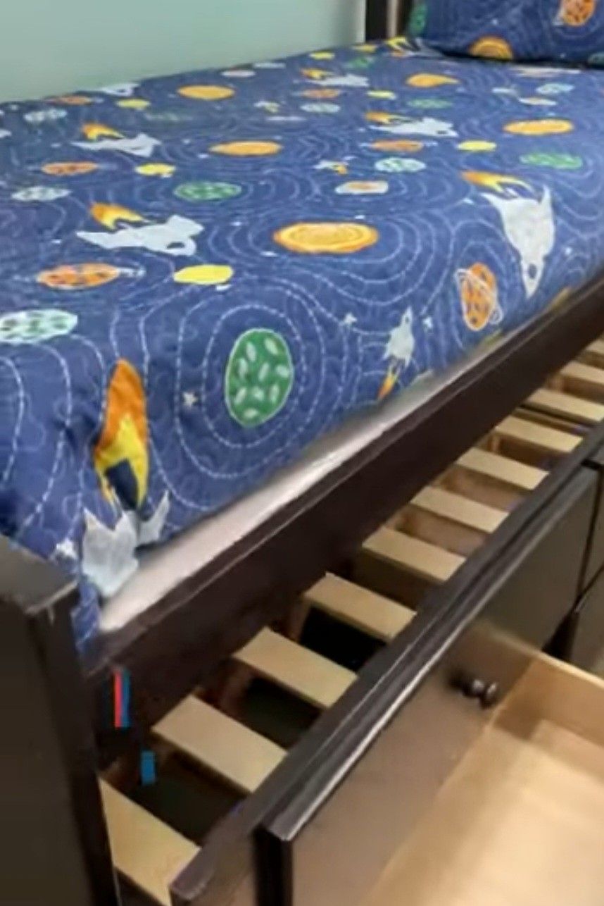 ✅️✅️Espresso & White  (Twin Captains Bed w/Trundle)✅️ (Mattress Not Included✅️