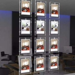 2479e $150  A3 Portrait Real Estate Window Hanging Display Office Led Acrylic Poster Frame Light Box Sign Holder (4pcs A3 a raw, Vertically)  LED Crys