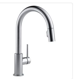 Delta trinsic h pull down sprayer kitchen faucet with 140 spout swivel in arctic stainless