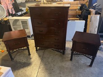 3-Piece Dark Wood Bedroom Furniture Set $150