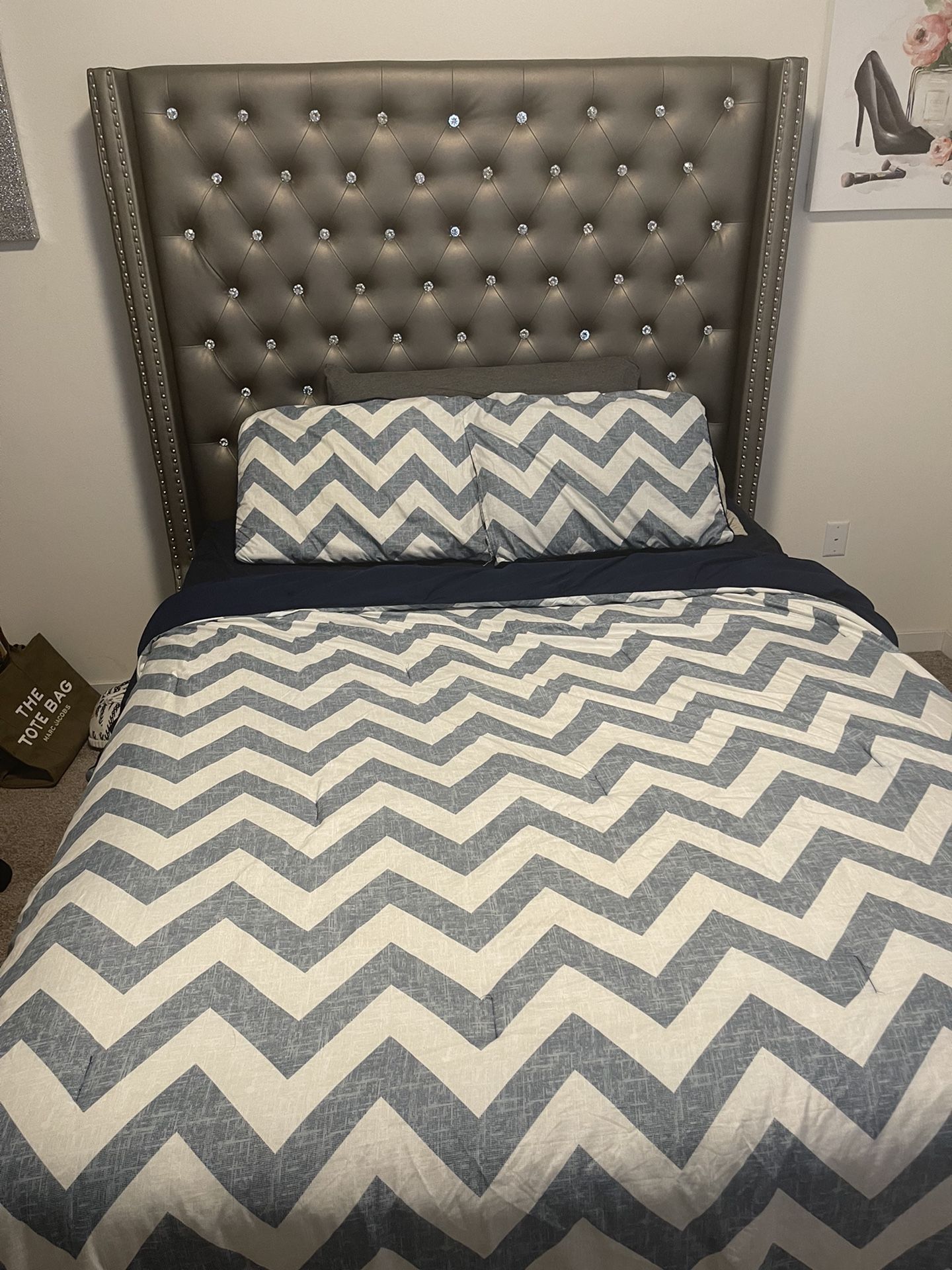 Grey Diamond Bed Frame